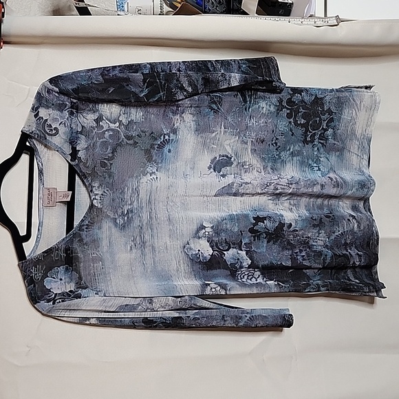 Chico’s Easywear Oriental Sheer Top sz 1 - Picture 1 of 6